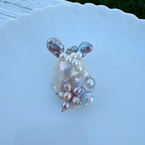 26P262 S925 Stamped Flame Ball Freshwater Baroque Pearl Detachable Pendant